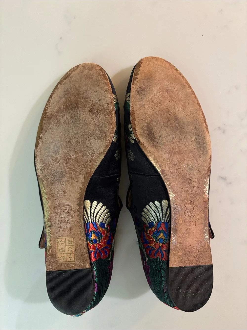 TORY BURCH Brocade Satin Mary Jane Ballet Flats 7.5 MSRP $250